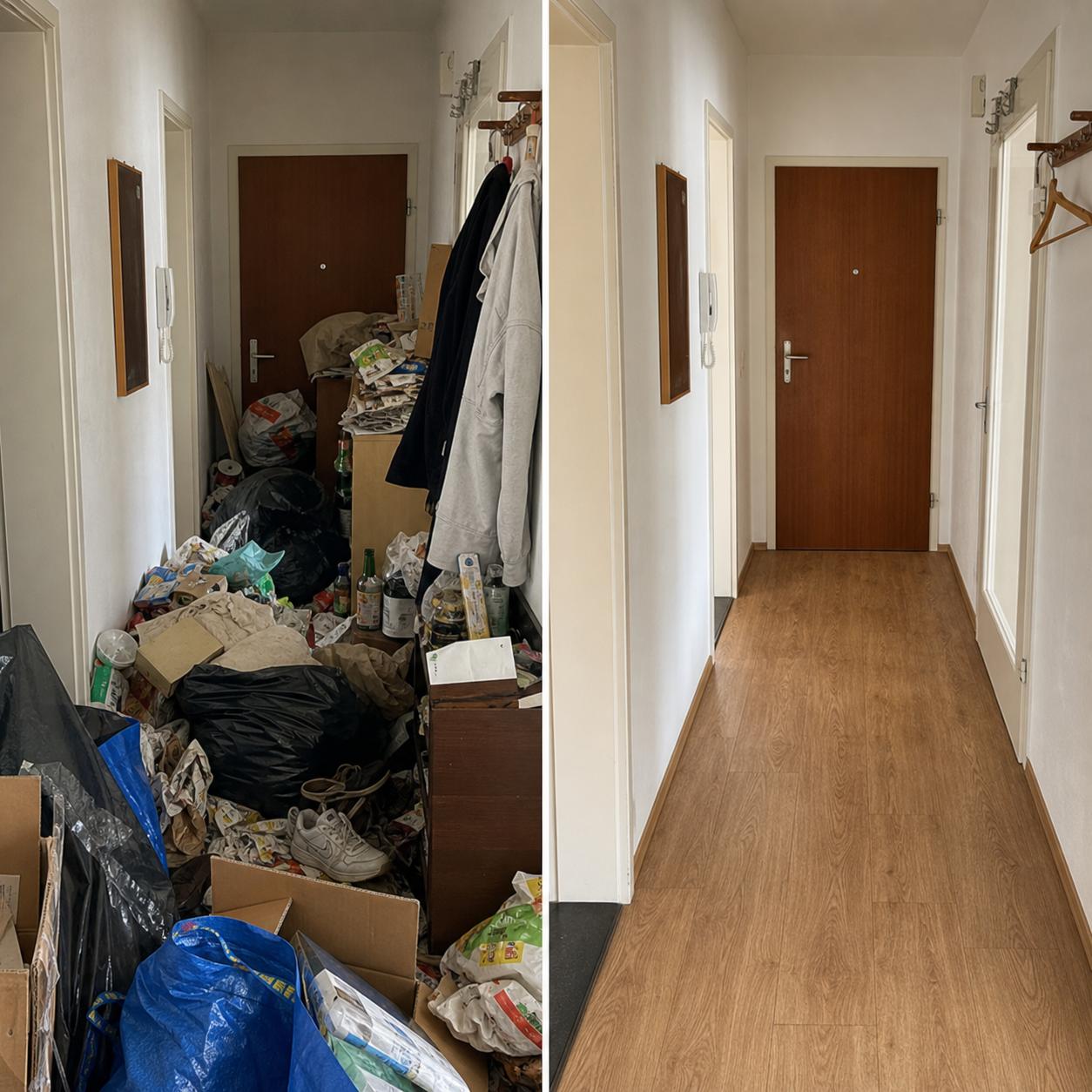 Messiewohnung vorher nachher – Flur nach der Räumung durch Osterlohs Räumungen