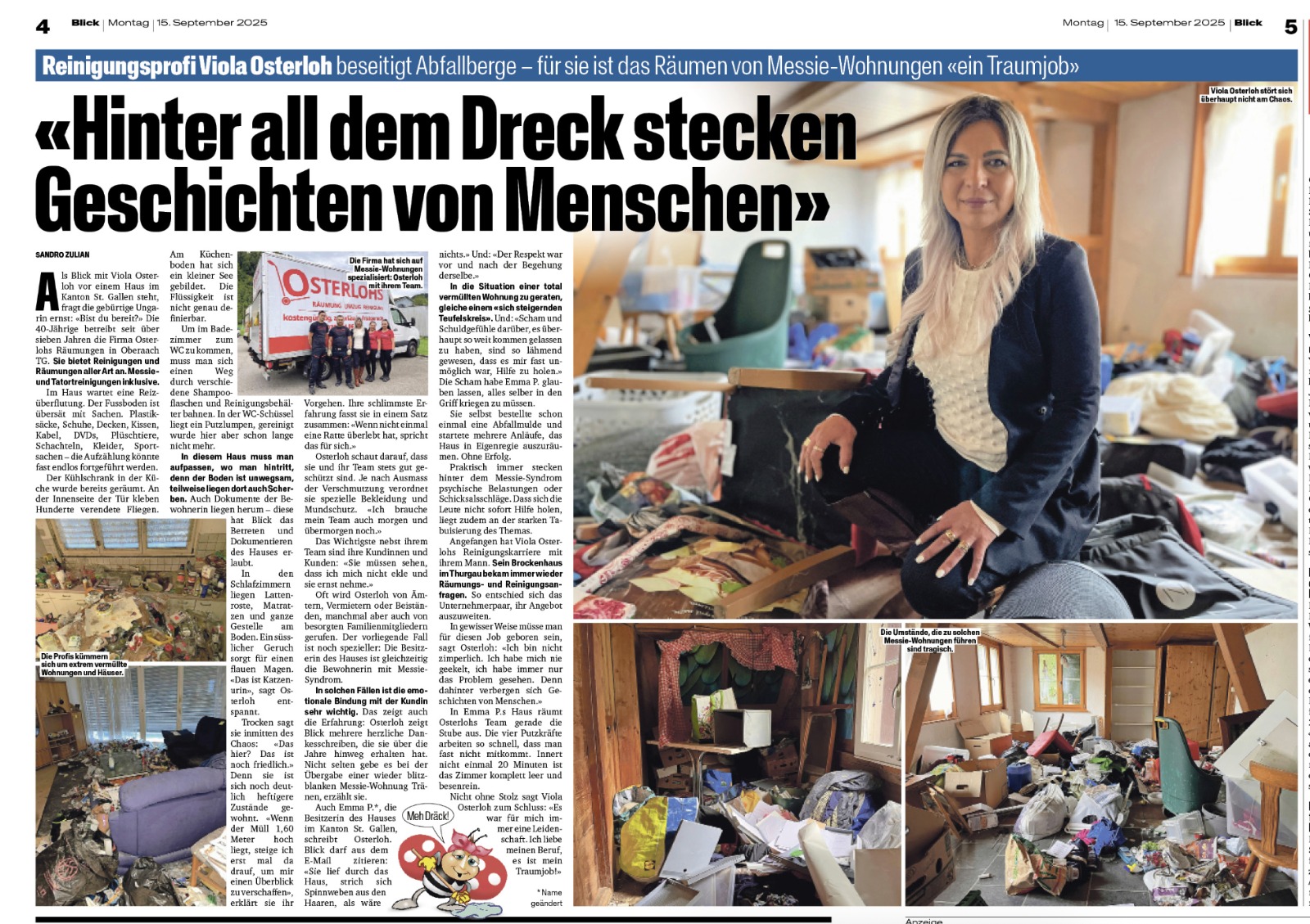 Blick-Zeitungsbericht über Viola Osterloh: «Hinter all dem Dreck stecken Geschichten von Menschen»
